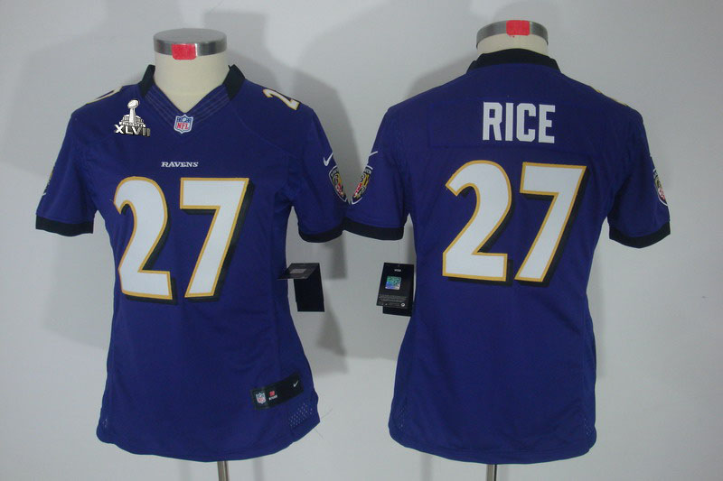 Nike Ravens 27 Rice Purple Women Limited 2013 Super Bowl XLVII Jersey - Click Image to Close