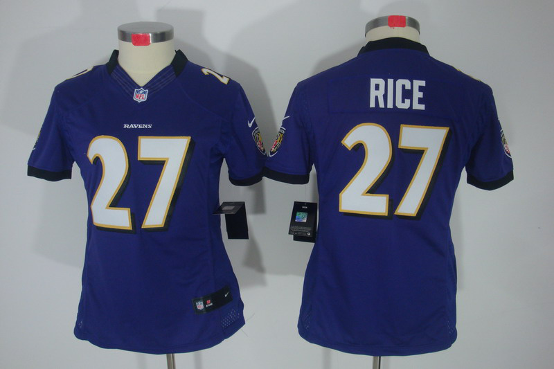 Nike Ravens 27 Rice Purple Women Limited Jerseys
