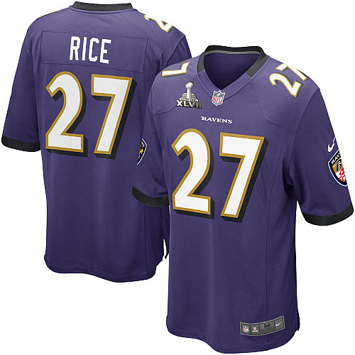 Nike Ravens 27 Rice Purple game 2013 Super Bowl XLVII Jersey
