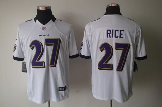 Nike Ravens 27 Rice White Limited Jerseys