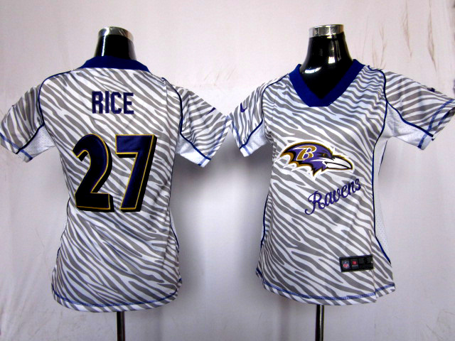 Nike Ravens 27 Rice Women Zebra Jerseys