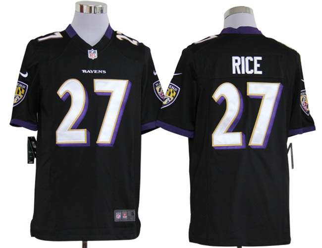 Nike Ravens 27 Rice black Game Jerseys