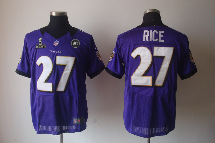 Nike Ravens 27 Rice purple Elite 2013 Super Bowl XLVII and Art Jerseys