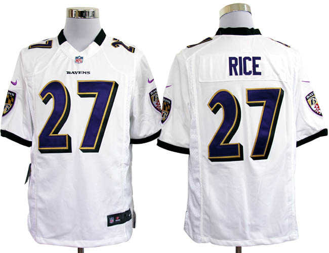 Nike Ravens 27 Rice white Game Jerseys
