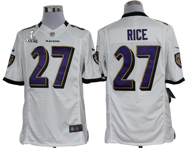 Nike Ravens 27 Rice white limited 2013 Super Bowl XLVII Jersey