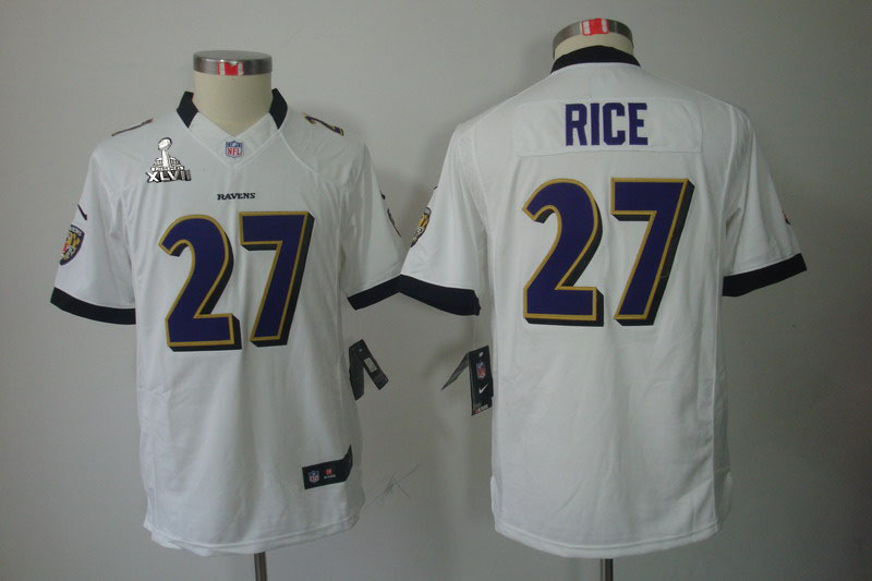 Nike Ravens 27 Rice white limited youth 2013 Super Bowl XLVII Jersey