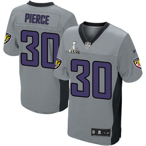 Nike Ravens 30 Bernard Pierce Grey Shadow Elite 2013 Super Bowl XLVII Jersey