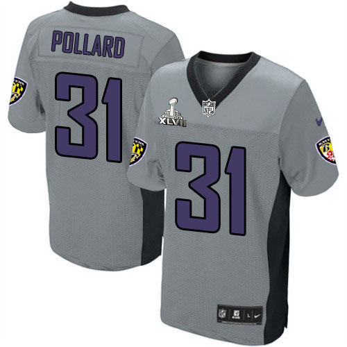 Nike Ravens 31 Bernard Pollard Grey Shadow Elite 2013 Super Bowl XLVII Jersey