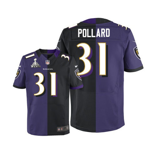 Nike Ravens 31 Bernard Pollard Purple&Black Split Elite 2013 Super Bowl XLVII Jersey