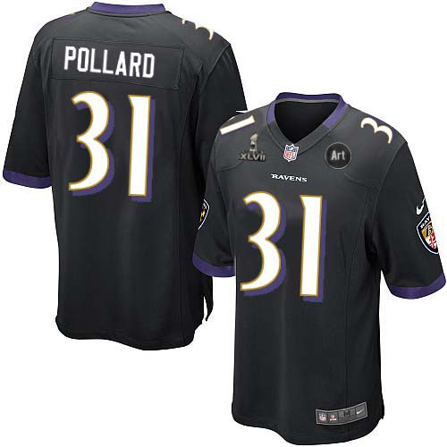 Nike Ravens 31 Pollard black Elite 2013 Super Bowl XLVII and Art Jerseys