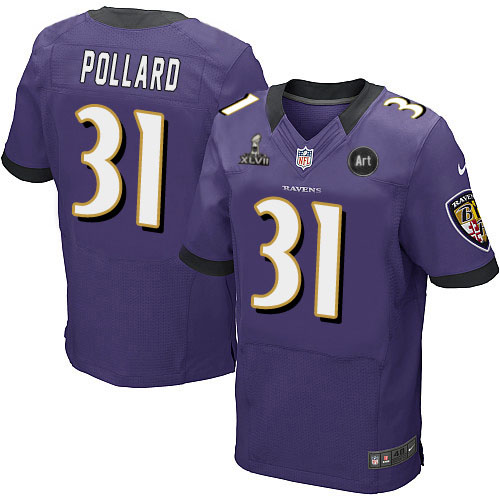 Nike Ravens 31 Pollard purple Elite 2013 Super Bowl XLVII and Art Jerseys