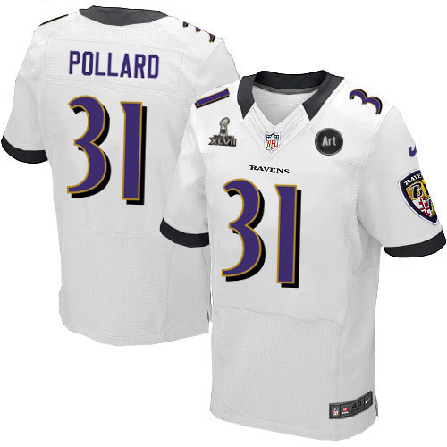 Nike Ravens 31 Pollard white Elite 2013 Super Bowl XLVII and Art Jerseys