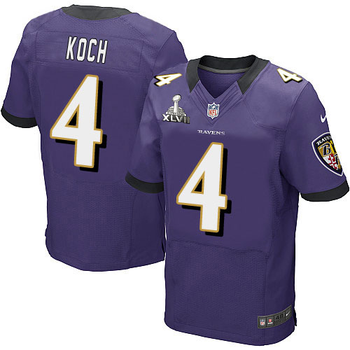 Nike Ravens 4 Sam Koch Purple Elite 2013 Super Bowl XLVII Jersey