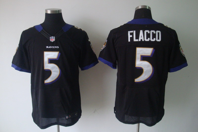 Nike Ravens 5 Flacco Black Elite Jersey