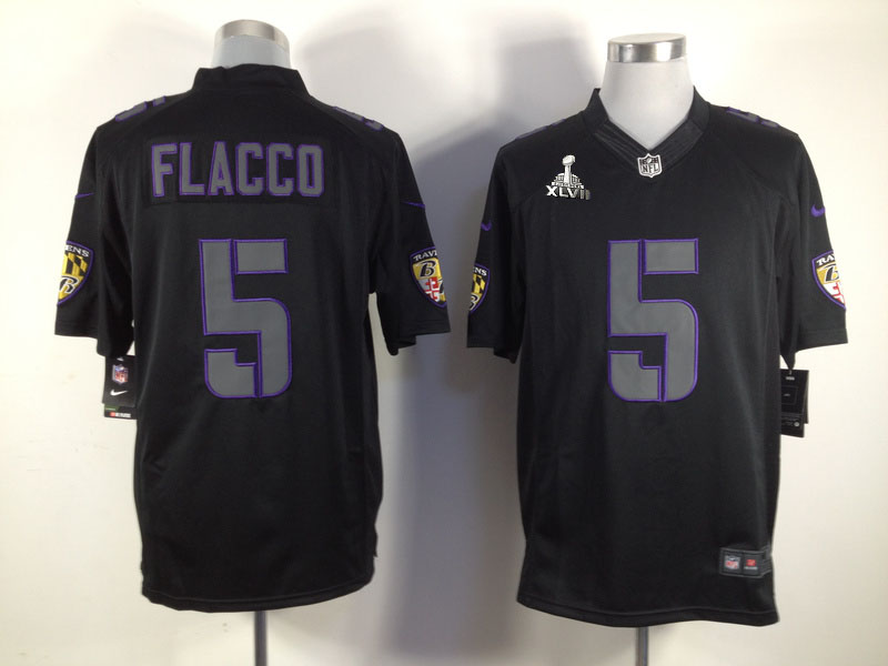 Nike Ravens 5 Flacco Black Impact Limited 2013 Super Bowl XLVII Jersey