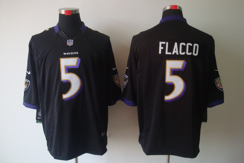 Nike Ravens 5 Flacco Black Limited Jerseys