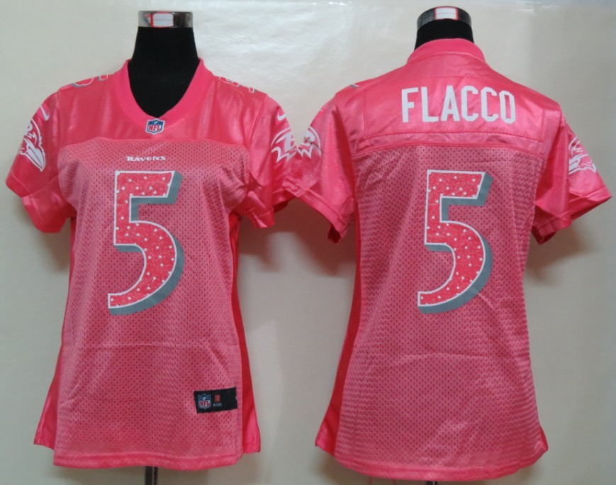 Nike Ravens 5 Flacco Pink Fem Fan Women Elite Jerseys