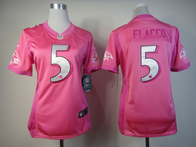 Nike Ravens 5 Flacco Pink Love's Women Jerseys Nike Ravens 5 Flacco Pink Love's Women Jerseys