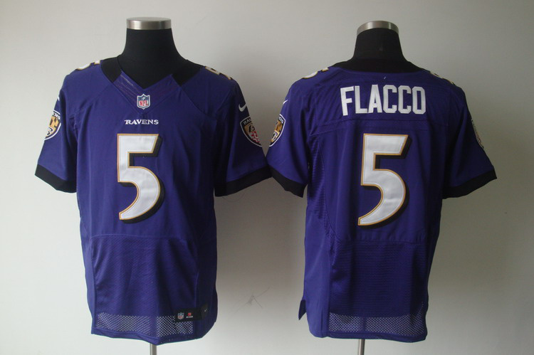 Nike Ravens 5 Flacco Purple Elite Jersey