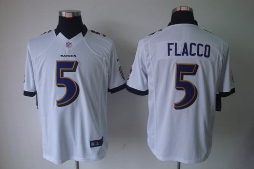 Nike Ravens 5 Flacco White Limited Jerseys