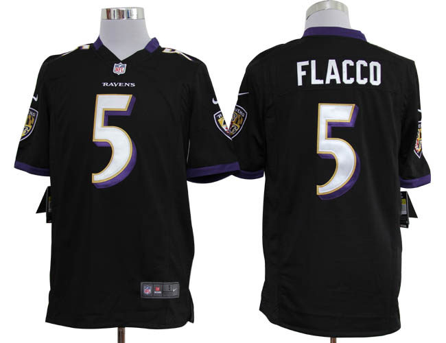 Nike Ravens 5 Flacco black Game Jerseys