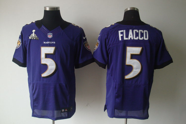 Nike Ravens 5 Flacco purple Elite 2013 Super Bowl XLVII Jersey