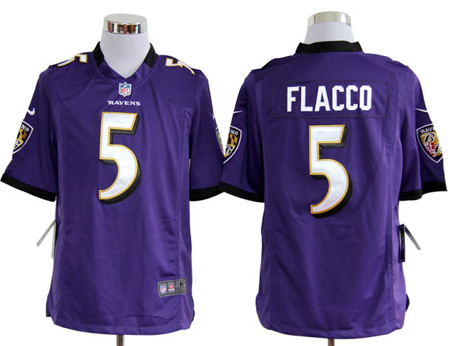 Nike Ravens 5 Flacco purple Game Jerseys