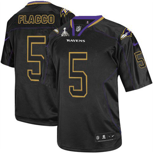Nike Ravens 5 Joe Flacco Black Shadow Elite 2013 Super Bowl XLVII Jersey - Click Image to Close
