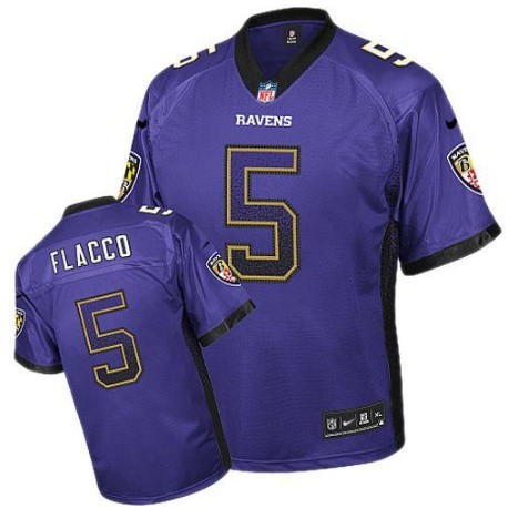 Nike Ravens 5 Joe Flacco Purple Elite Drift Jersey