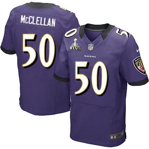 Nike Ravens 50 Albert McClellan Purple Elite 2013 Super Bowl XLVII Jersey