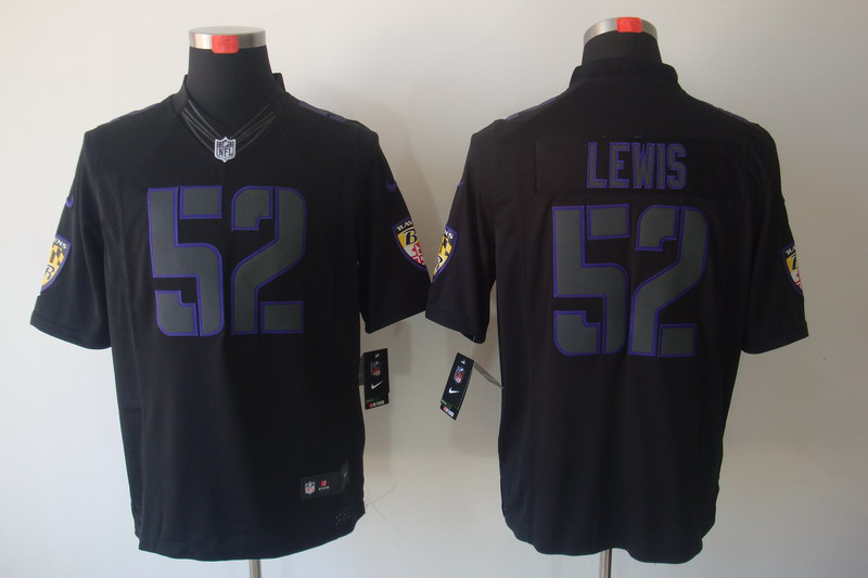 Nike Ravens 52 Lewis Black Impact Limited Jerseys