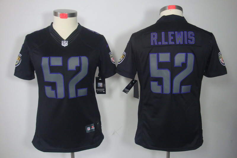 Nike Ravens 52 R.Lewis Black Impact Women Limited Jerseys