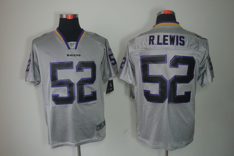 Nike Ravens 52 R.Lewis Lights Out Grey Elite Jerseys