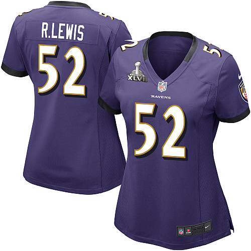 Nike Ravens 52 R.Lewis Purple women 2013 Super Bowl XLVII Jersey