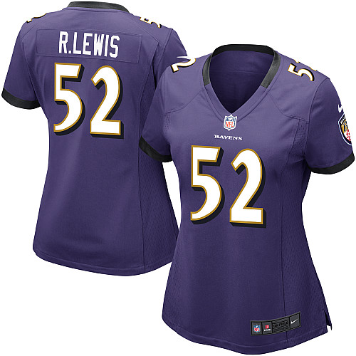 Nike Ravens 52 R.Lewis Purple Game Women Jerseys