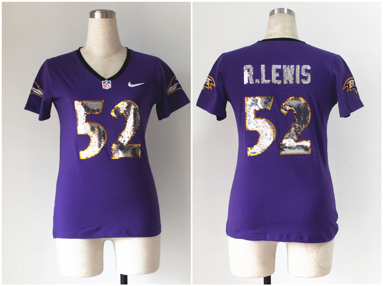 Nike Ravens 52 R.Lewis Purple Sequin Lettering Women Jerseys Nike Ravens 52 R.Lewis Purple Sequin Lettering Women Jerseys