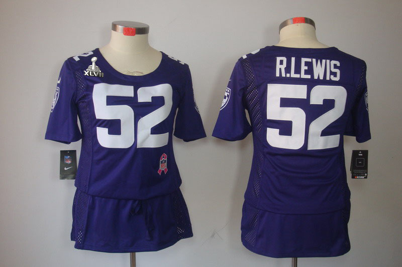 Nike Ravens 52 R.Lewis Purple Women Elite 2013 Super Bowl XLVII Skirts