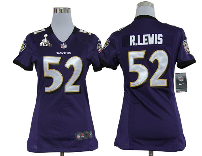 Nike Ravens 52 R.Lewis Purple Women Game 2013 Super Bowl XLVII Jersey