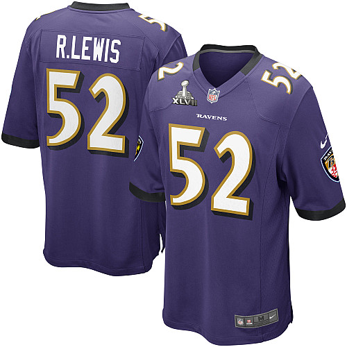Nike Ravens 52 R.Lewis Purple game 2013 Super Bowl XLVII Jersey