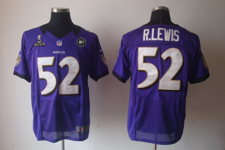 Nike Ravens 52 R.Lewis purple Elite 2013 Super Bowl XLVII and Art Jerseys