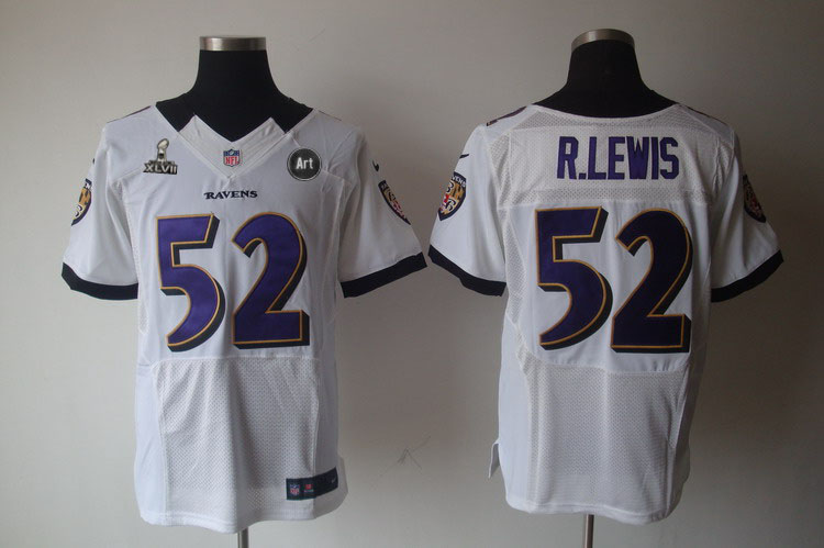 Nike Ravens 52 R.Lewis white Elite 2013 Super Bowl XLVII and Art Jerseys
