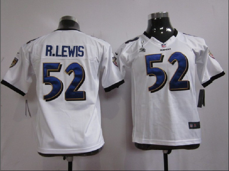 Nike Ravens 52 R.Lewis white game youth 2013 Super Bowl XLVII Jerseys