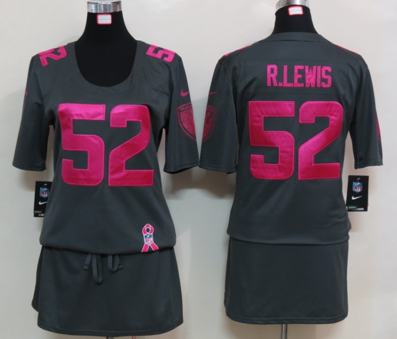 Nike Ravens 52 R.lewis Elite breast Cancer Awareness Dark Grey Women Jerseys