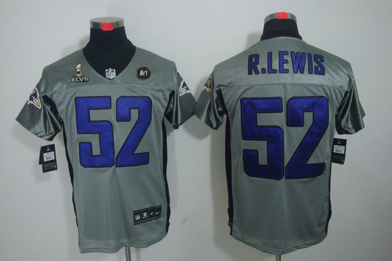 Nike Ravens 52 R.lewis grey Elite 2013 Super Bowl XLVII and Art Jerseys