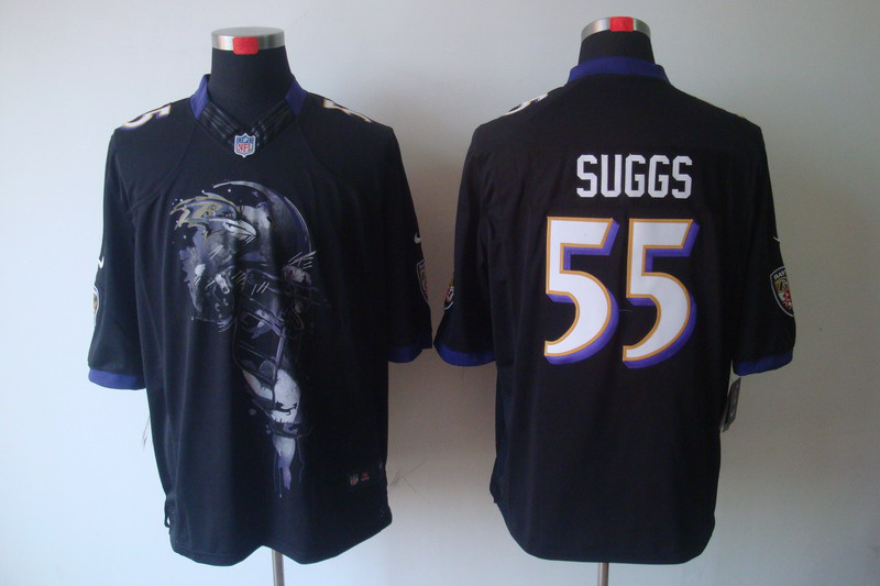 Nike Ravens 55 Suggs Black Helmet Tri-Blend Limited Jerseys