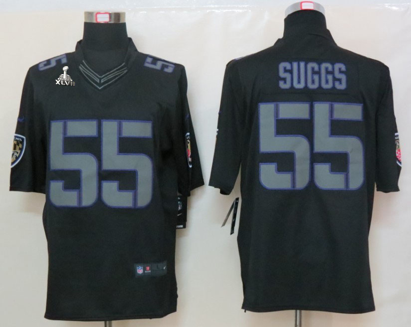 Nike Ravens 55 Suggs Black Impact Limited 2013 Super Bowl XLVII Jersey
