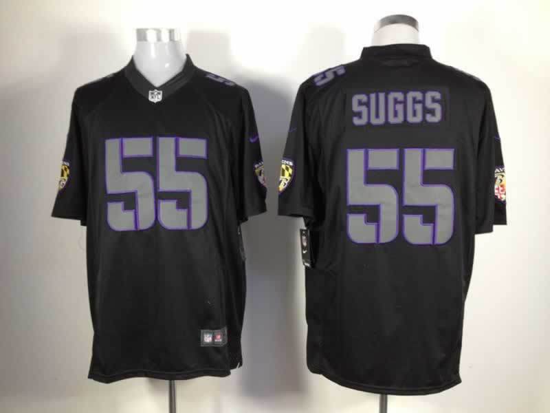 Nike Ravens 55 Suggs Black Impact Limited Jerseys