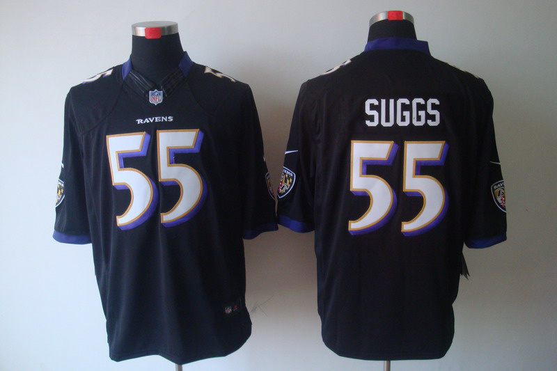 Nike Ravens 55 Suggs Black Limited Jerseys
