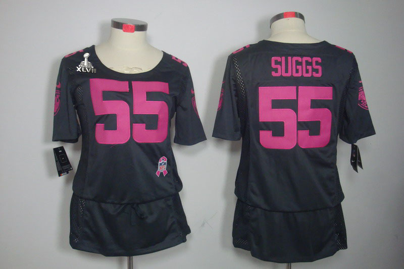 Nike Ravens 55 Suggs Grey Women Elite 2013 Super Bowl XLVII Skirts
