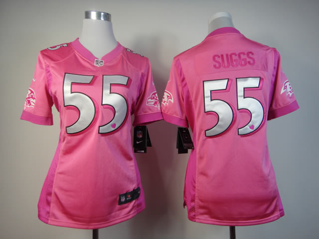 Nike Ravens 55 Suggs Pink Love's Women Jerseys